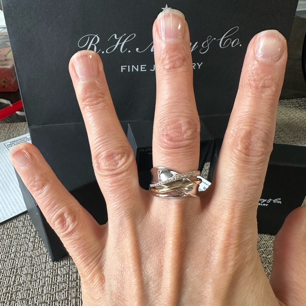 Effy Gold and Silver Diamond Ring - Picture 6 of 7